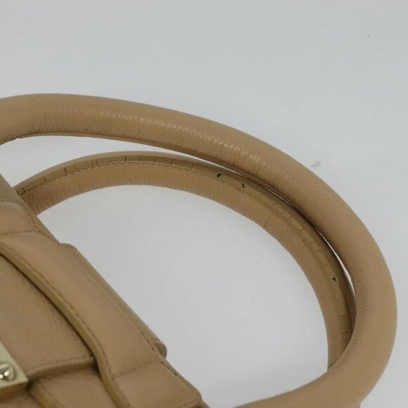 Jimmy Choo Hand Bag Leather Beige Gold Auth bs28764 - Picture 9 of 16